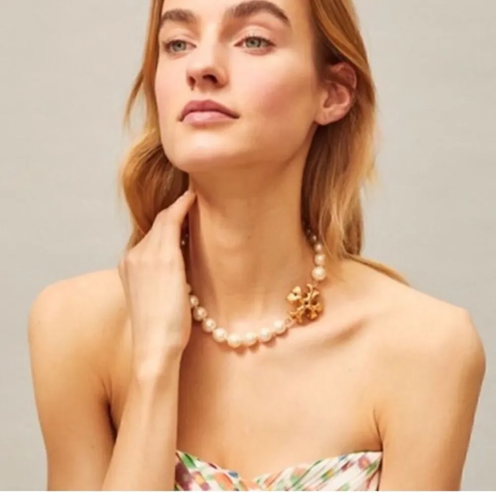 TORY BURCH ROXANNE PEARLS STATEMENT CHOKER NECKLACE